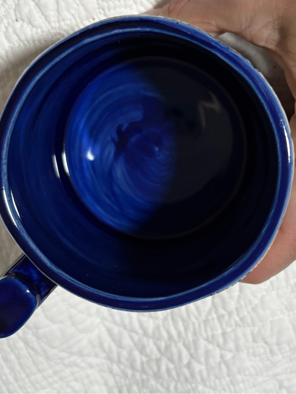 Anthropologie Floral Mug with Gold Script and Blue Handle - Picture 2 of 4